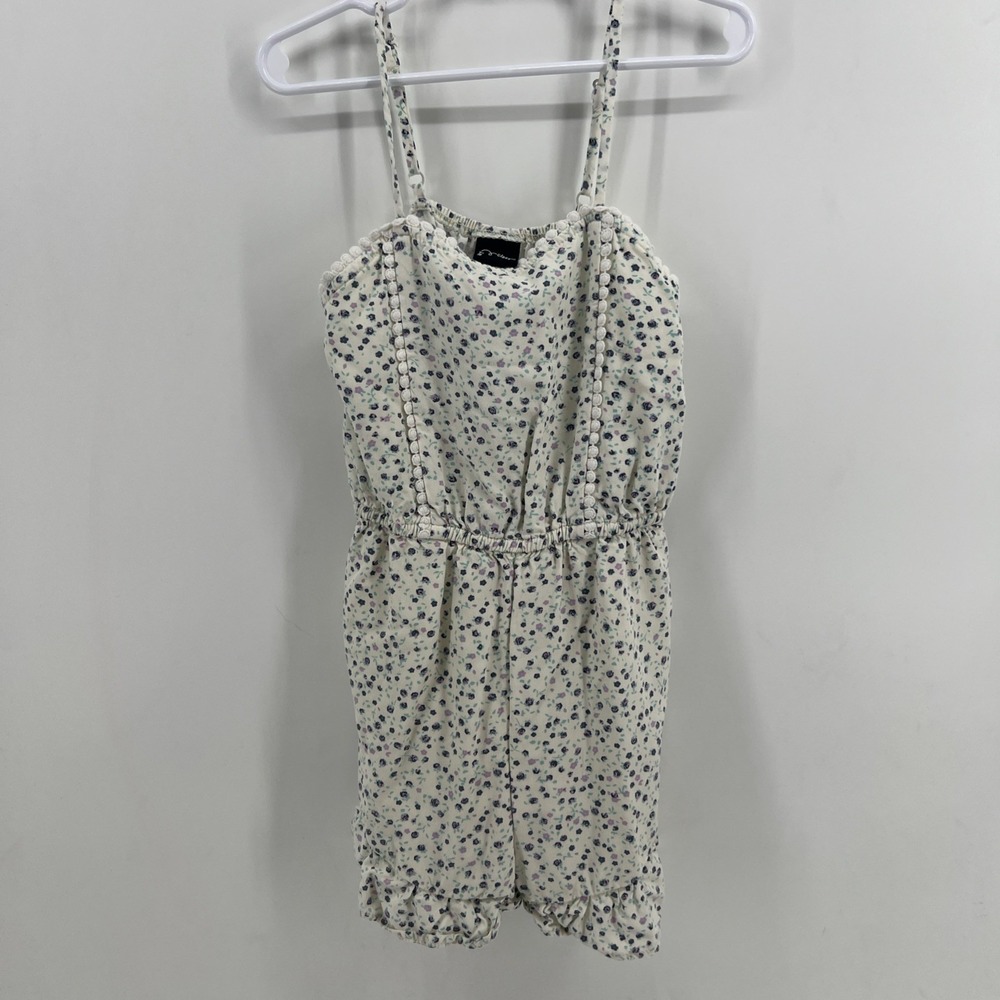 Art Class Girls' Size S/6 Spring Floral Romper Ruffle Hem Sleeveless